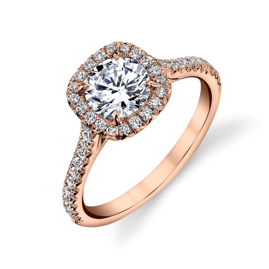 Classic Cushion Halo Round Diamond Ring