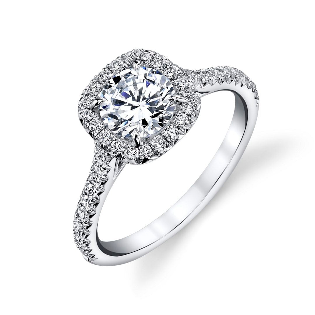 Classic Cushion Halo Round Diamond Ring