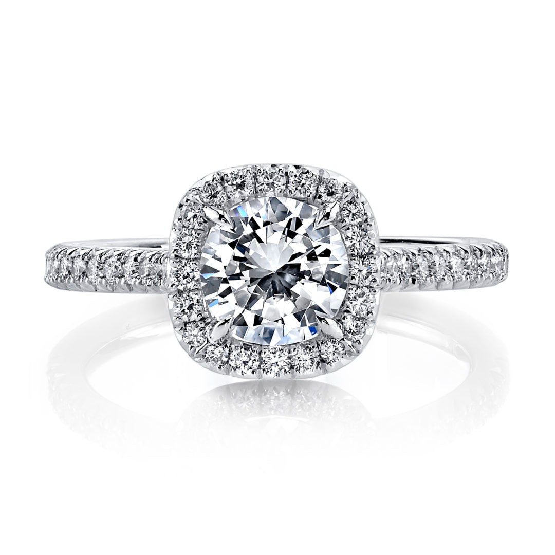 Classic Cushion Halo Round Diamond Ring