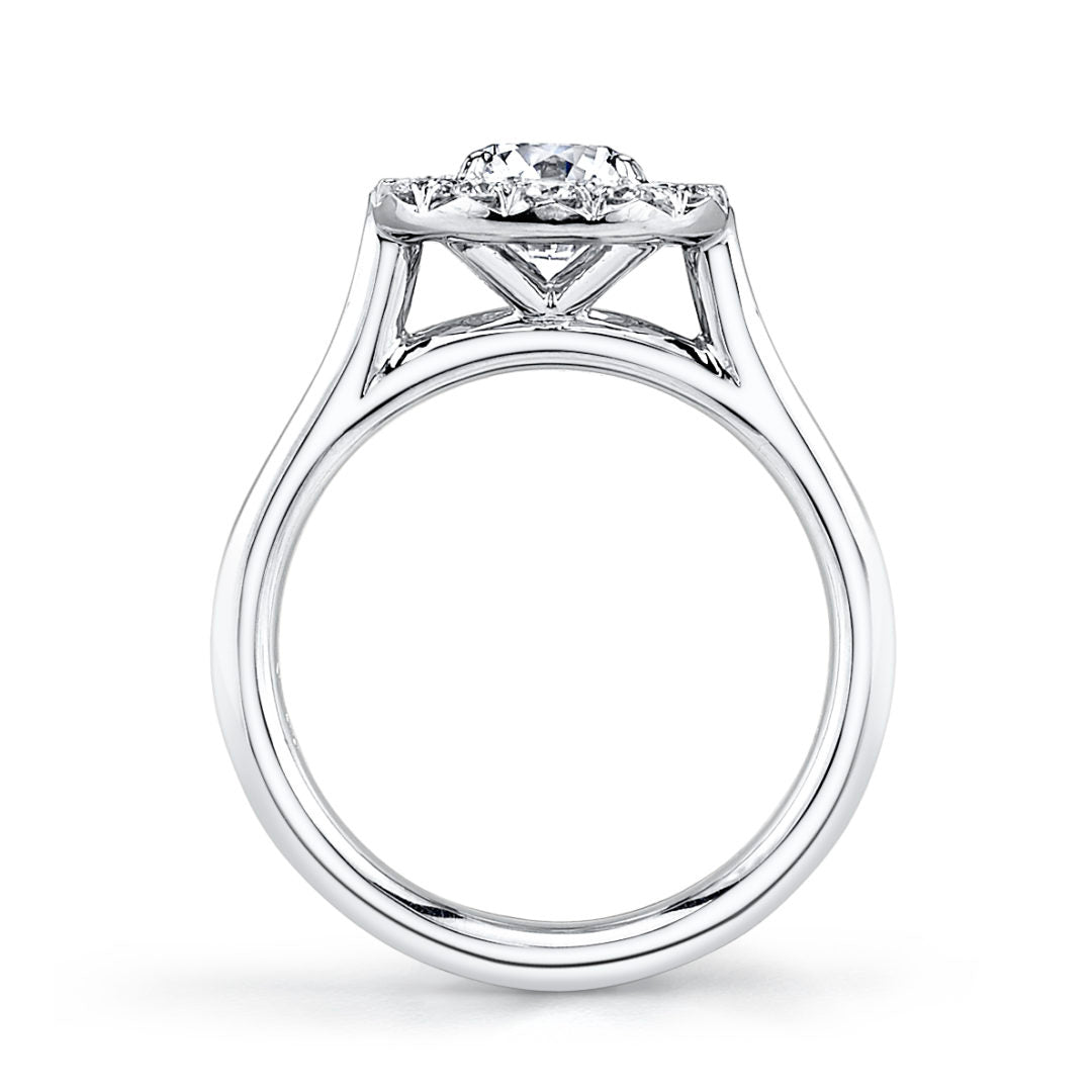 Bold Diamond Halo Single High Polish Shank Ring