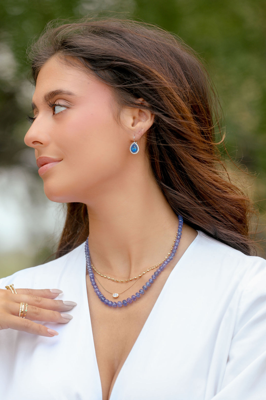 Tanzanite Beads with 14K Yellow Gold Clasp Necklace