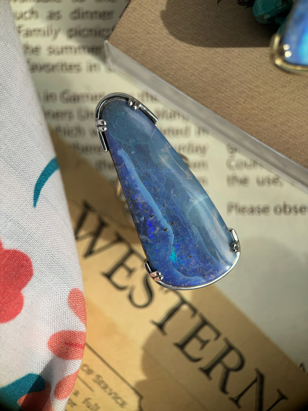 Sterling Silver 26.20ct Australian Boulder Opal Bolo Ring