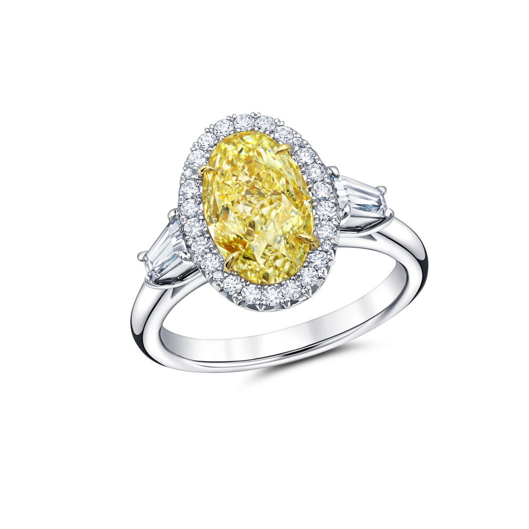 Oval Fancy Yellow Diamond Three-Stone Ring