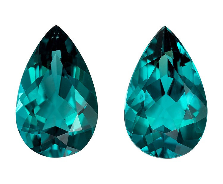 4.13ctw Pear Shape Blue-Green Tourmaline Pair - Loose