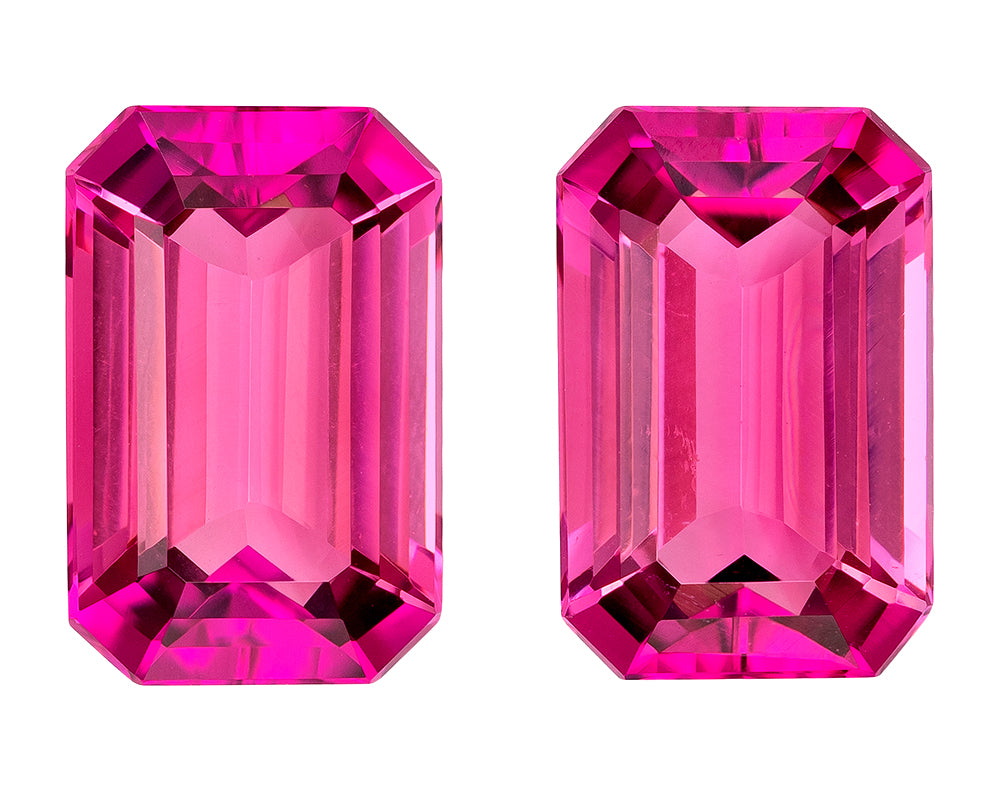 5.60ctw Emerald Cut Pink Tourmaline Pair - Loose