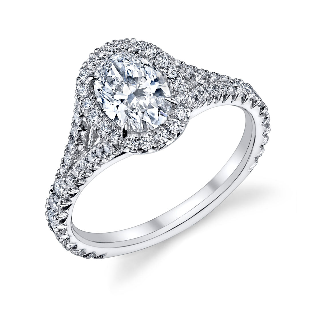 Split Shank Oval Halo Diamond Ring