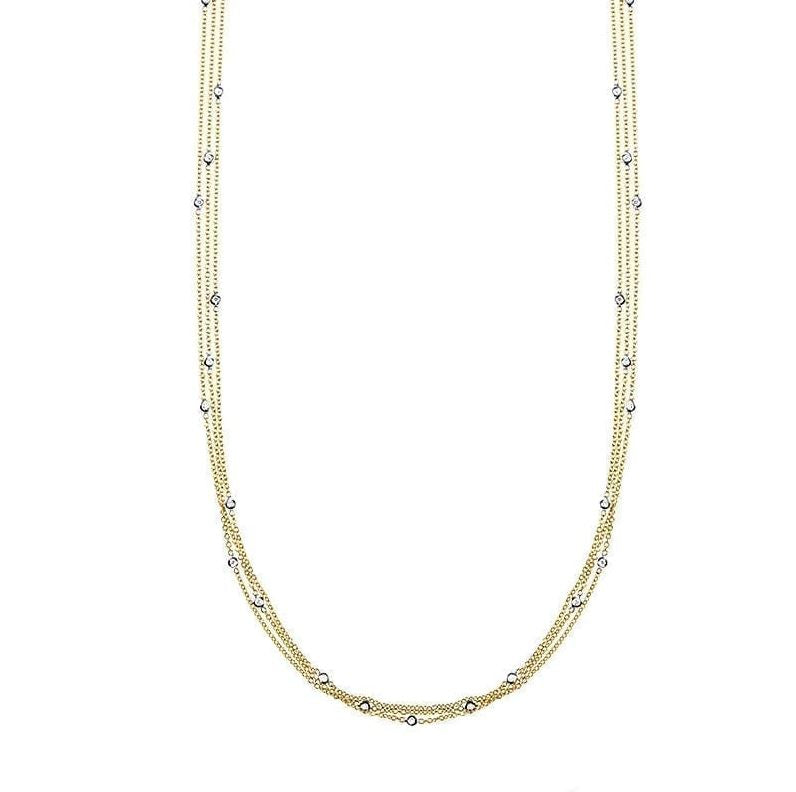 18K Yellow Gold Diamonds by the Yard Triple Strand Necklace