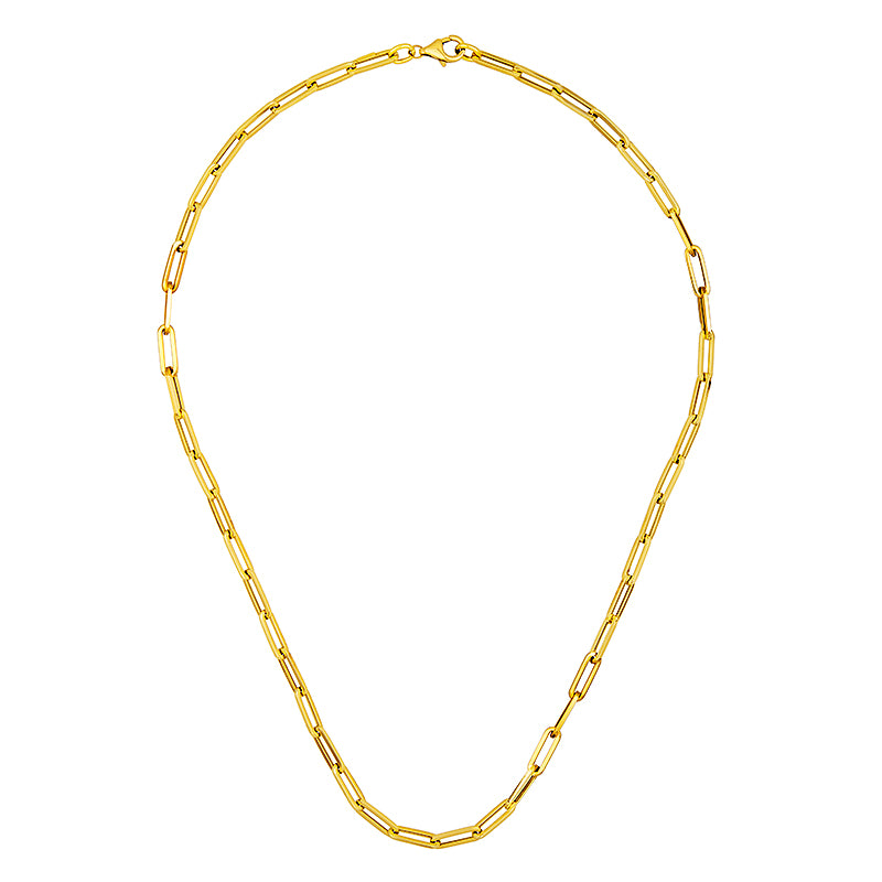 18K Yellow Gold Paperclip Chain Necklace