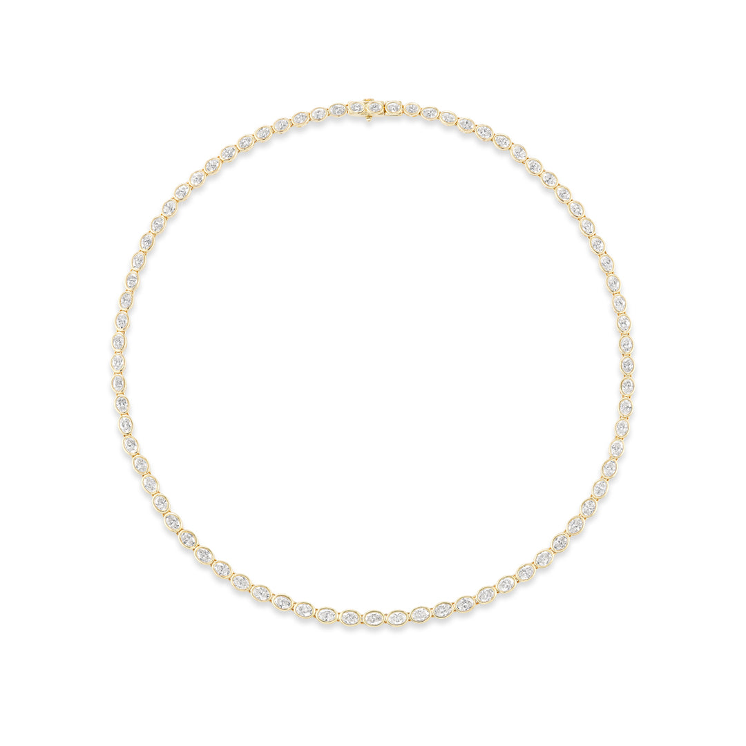 11.61ctw Oval Natural Diamond East-West Bezel Eternity Necklace in 18K Yellow Gold