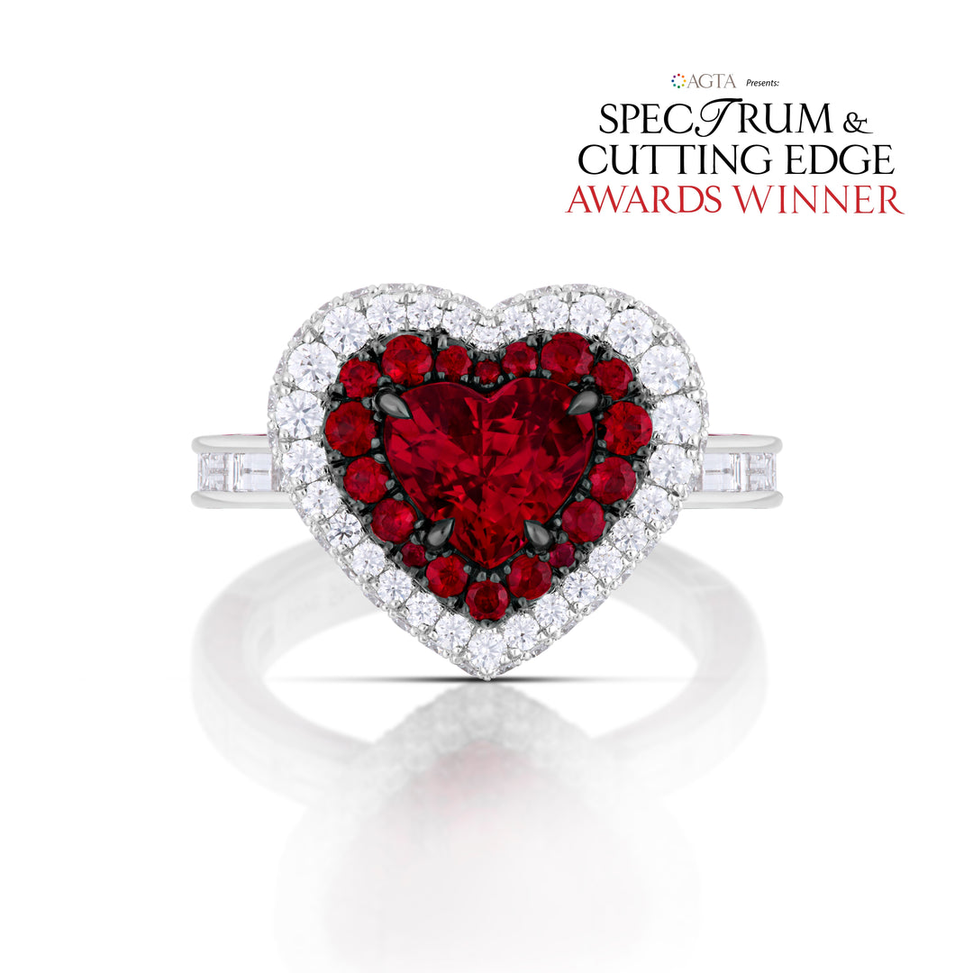 "Love Struck" Award Winning 1.74ct Unheated Mozambique Ruby & Diamond Platinum Ring