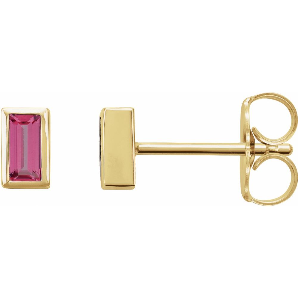 Pink Tourmaline Mini Bezel Stud Earrings