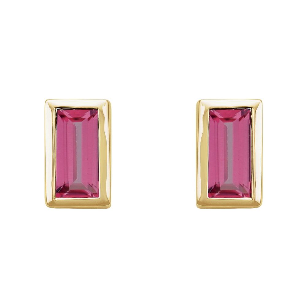 Pink Tourmaline Mini Bezel Stud Earrings