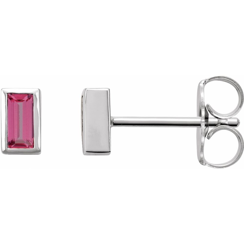 Pink Tourmaline Mini Bezel Stud Earrings