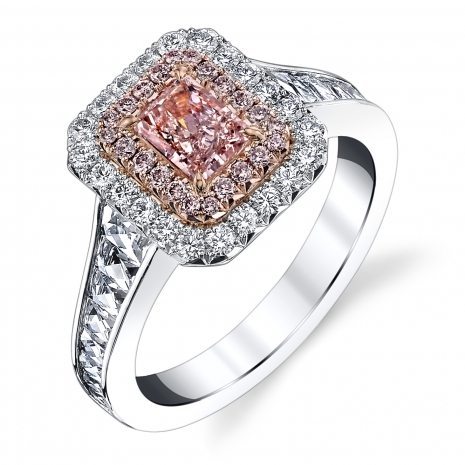 Elongated Radiant Cut Natural Pink Diamond Ring