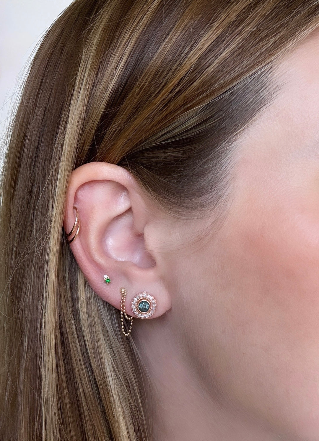 Montana Sapphire Vintage Inspired Stud Earrings in 14K Rose Gold