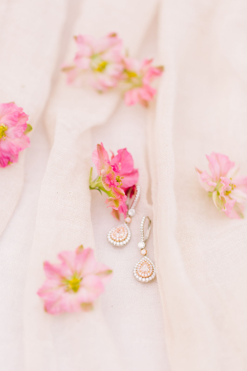 Natural Pear Shape Pink Diamond Drop Earrings