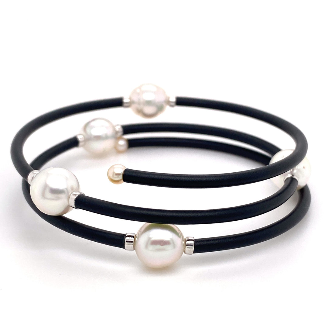 White South Sea Pearl Silicone Coil Bracelet