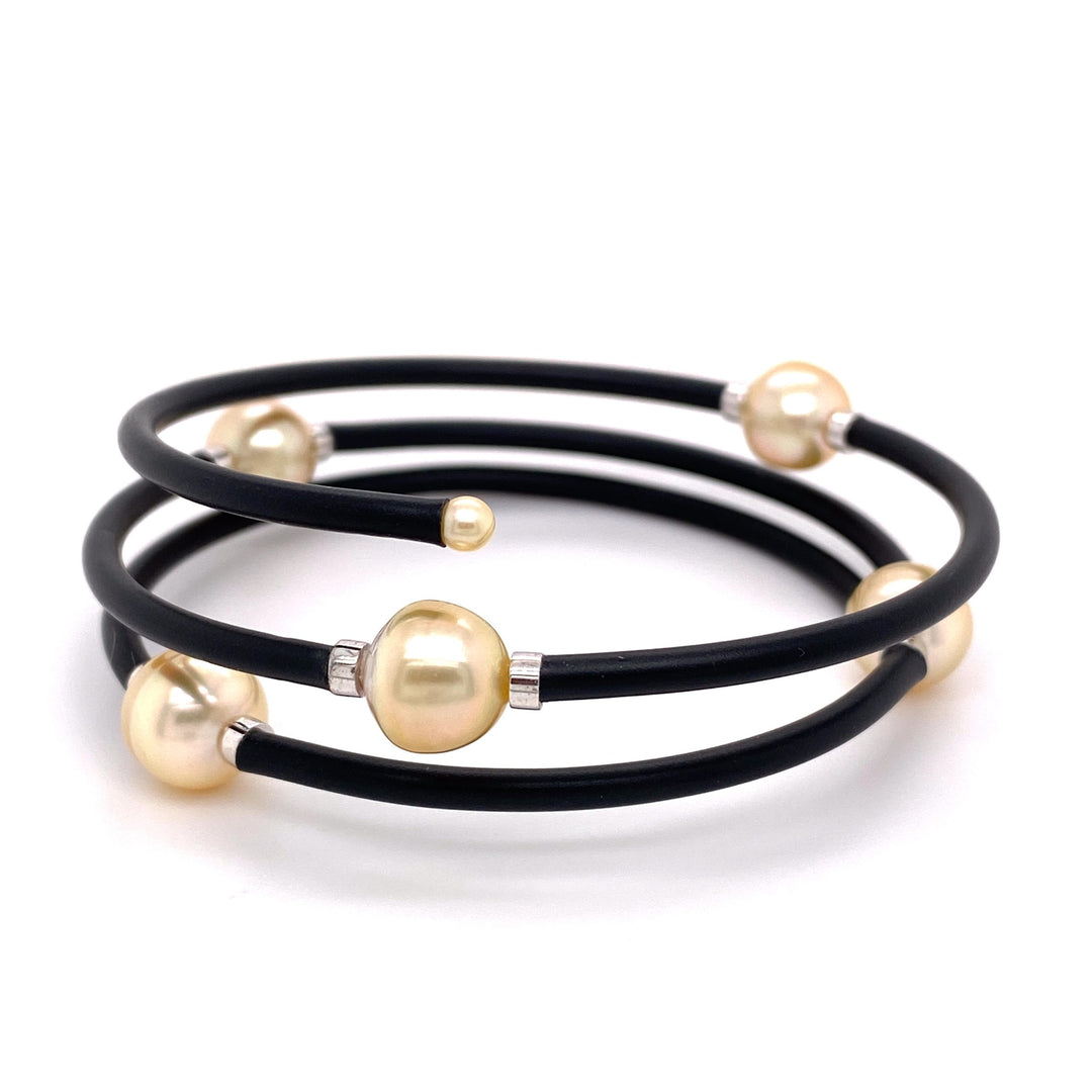 Gold South Sea Pearl Silicone Bracelet