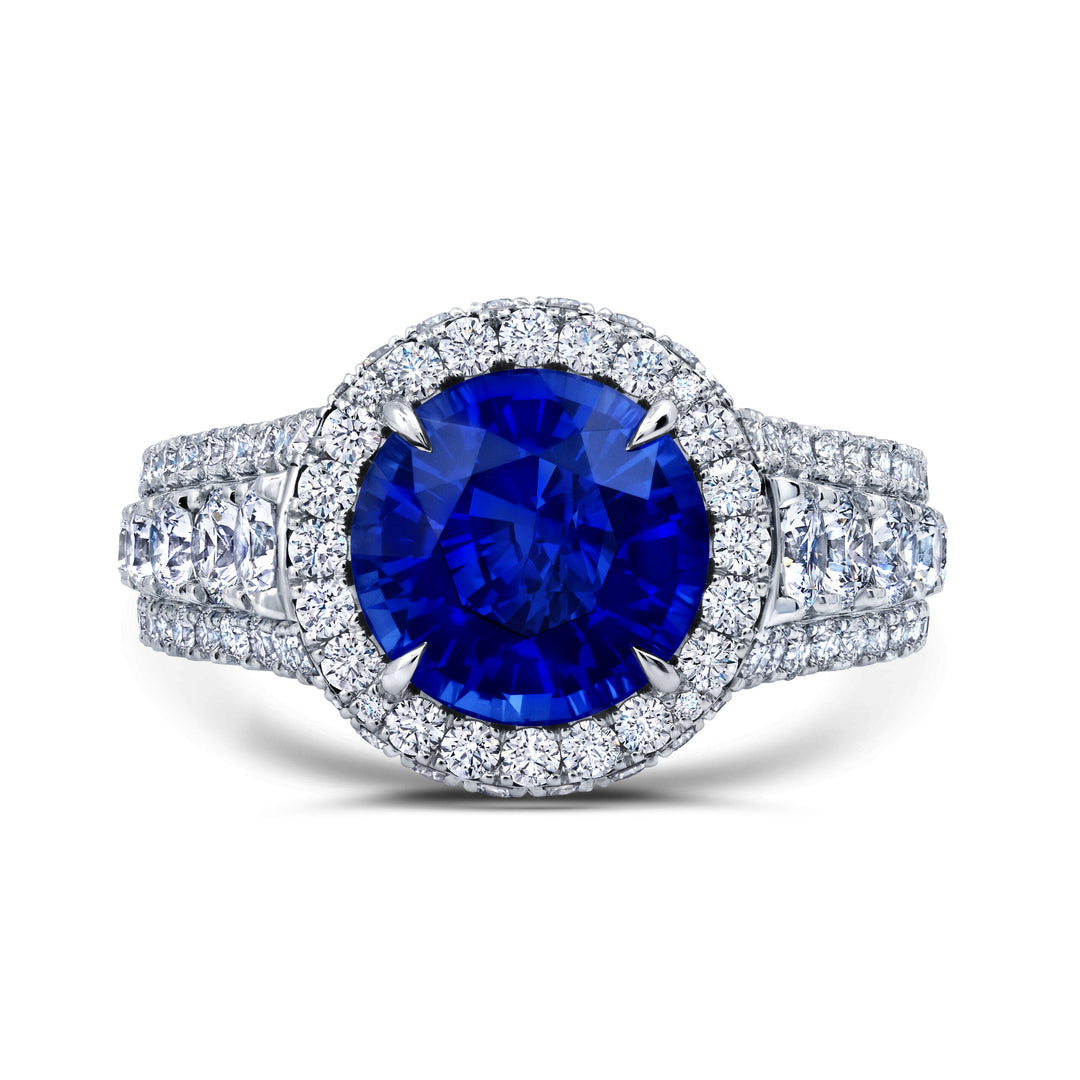 4.49ct Round Ceylon Sapphire & Diamond Ring