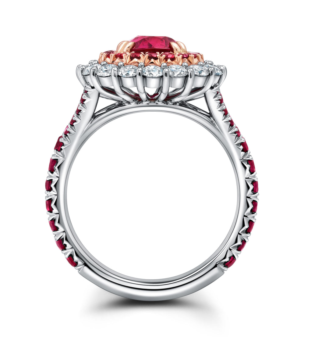 2.11ct Cushion Burmese "Pigeon's Blood" Ruby & Diamond Ring