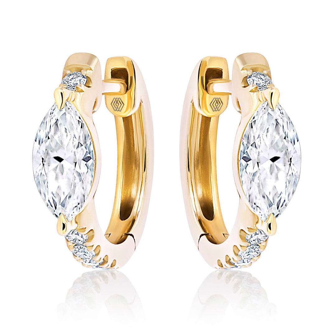 0.81ct Marquise Diamond Huggies in 18K Gold