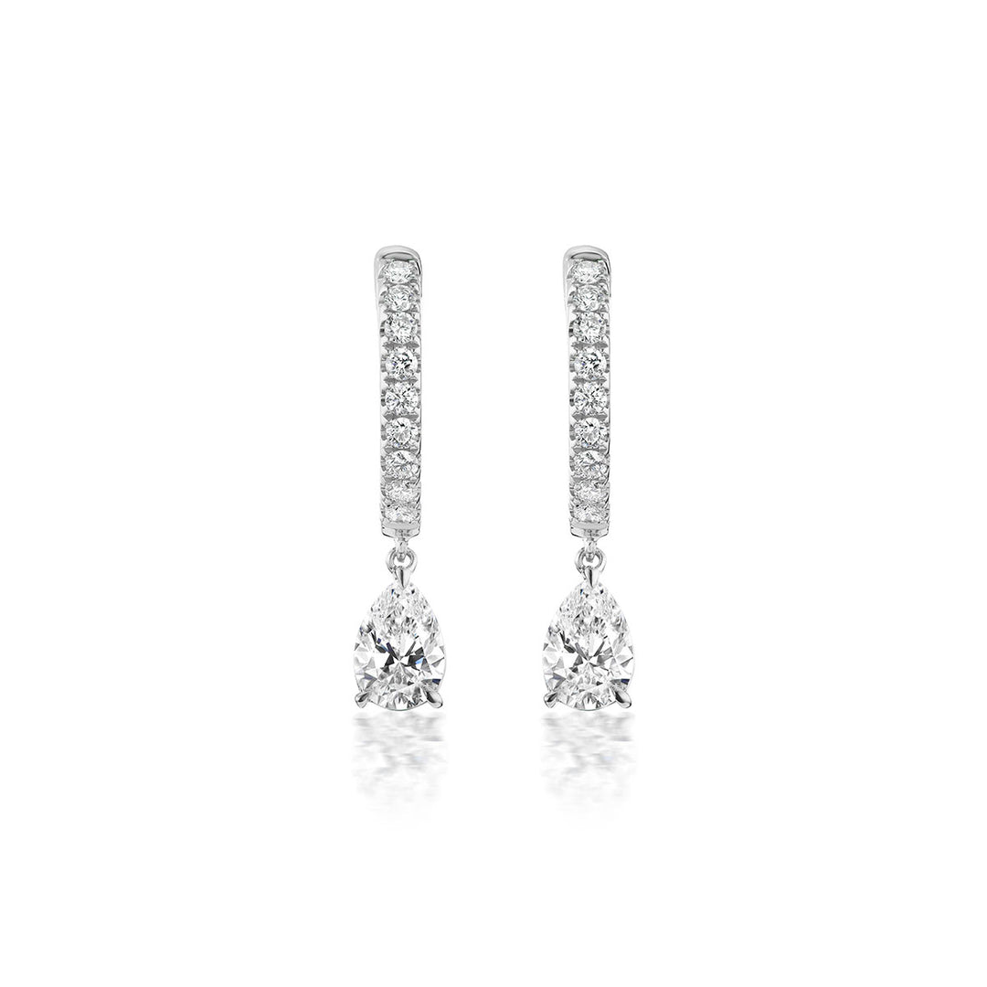 0.79ct Pear Shape Diamond Huggie Drop Earrings in 18K Gold