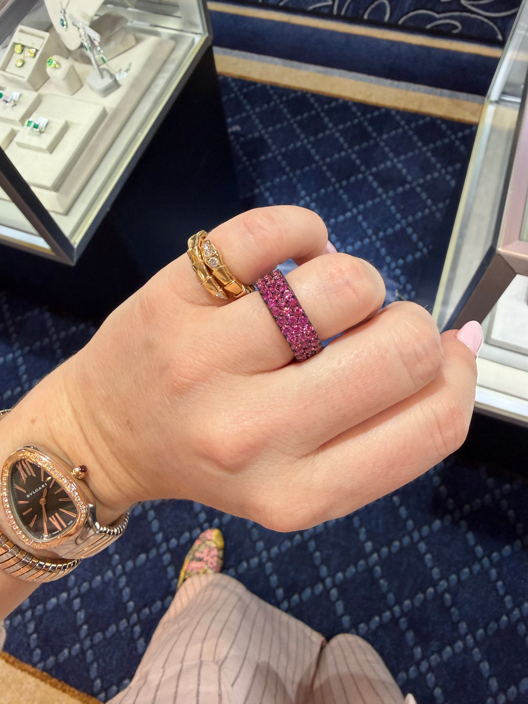 Stretchable Pink Sapphire Eternity Band in Platinum