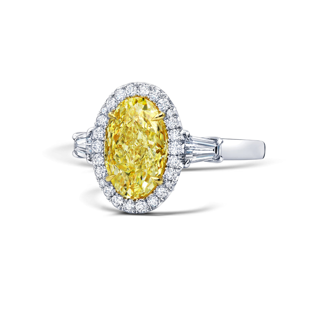 Oval Fancy Yellow Diamond Three-Stone Ring