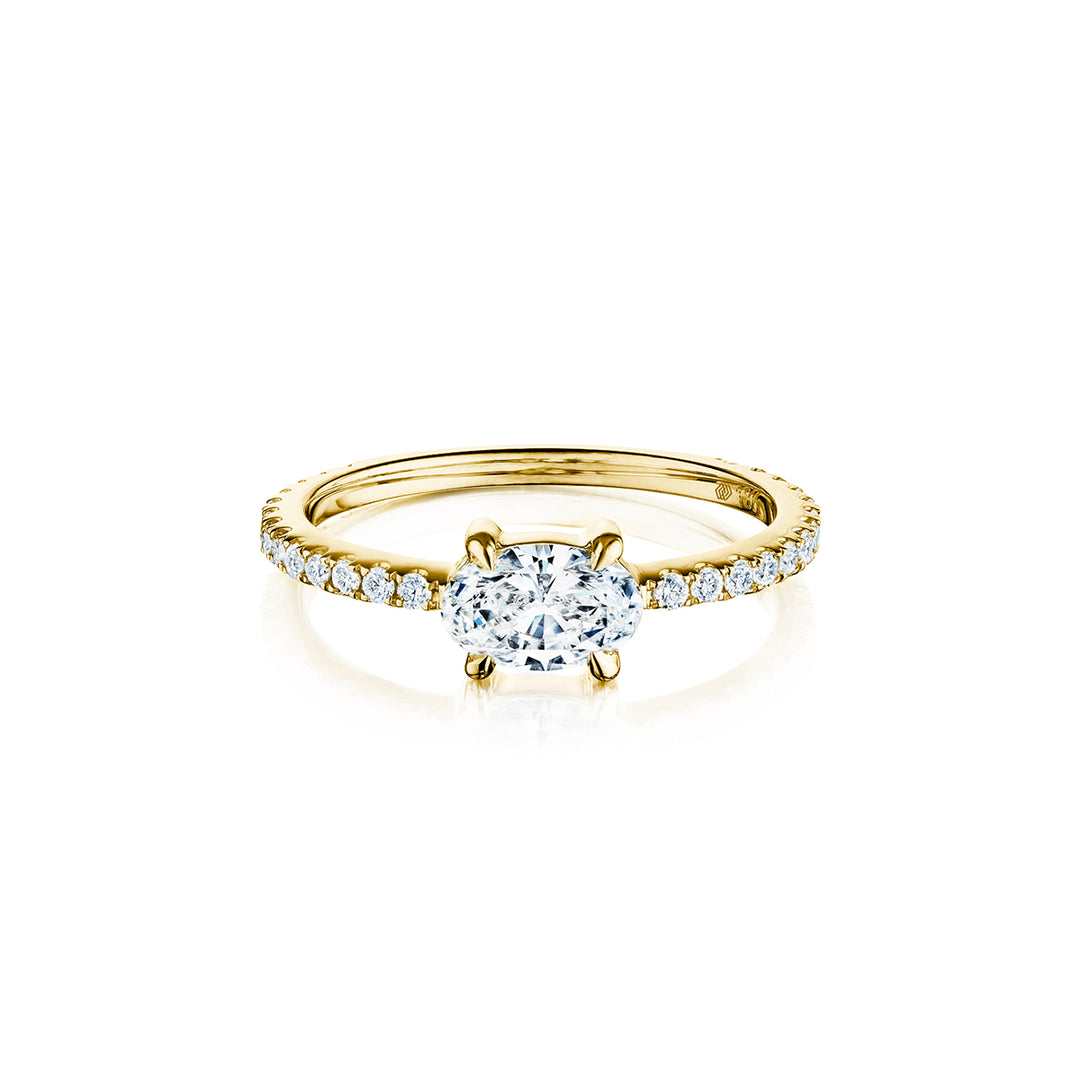 0.77ctw East West Oval Natural Diamond Ring in 18K Gold