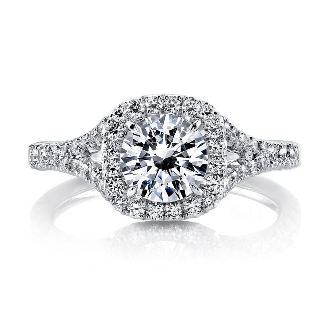 Cushion Halo Small Split Shank Diamond Ring