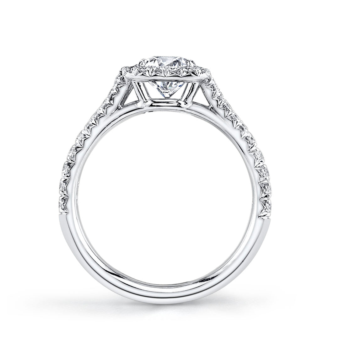 Cushion Halo Small Split Shank Diamond Ring