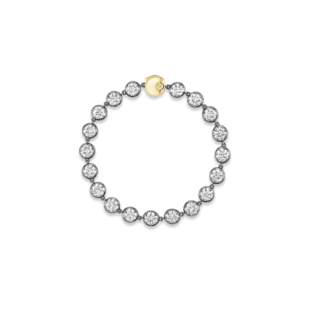4.78ctw Georgian-Style Round Brilliant Natural Diamond Tennis Bracelet in 18K Black & Yellow Gold