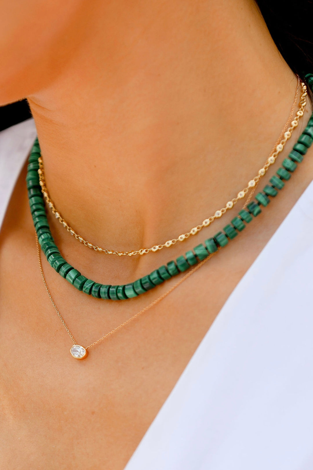 6mm Malachite Heishi Beaded Necklace
