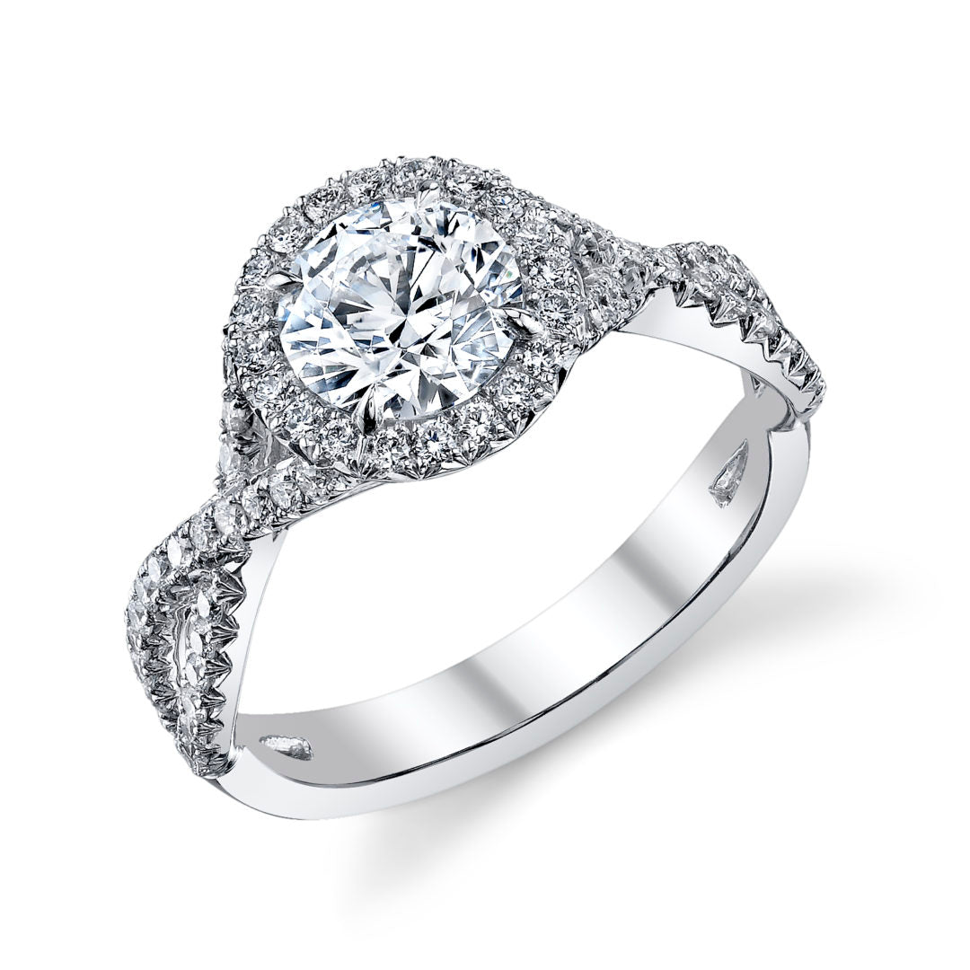 Twisty Shank Diamond Halo Ring