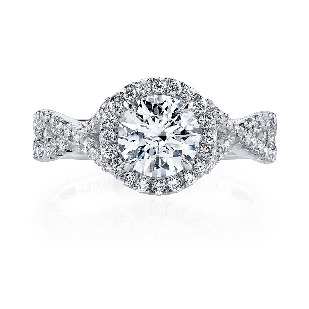 Twisty Shank Diamond Halo Ring