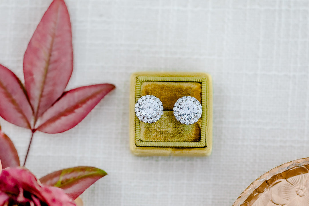 Classic Round Brilliant Diamond Halo Studs