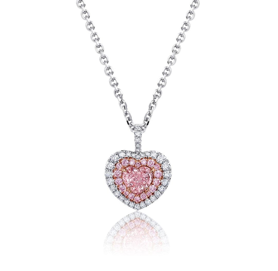 Heart Shape Light Pink Diamond Drop Pendant