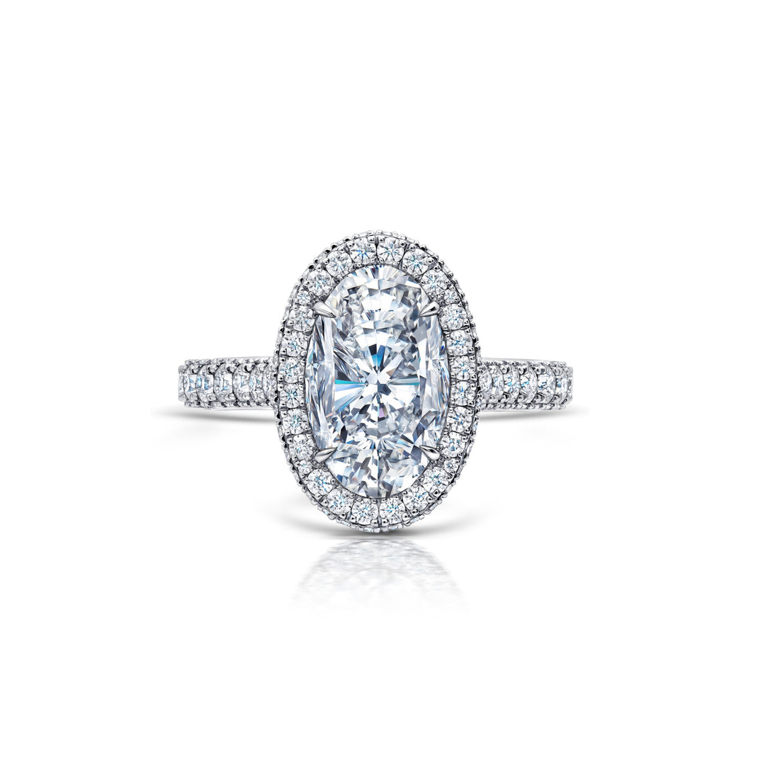 3.00ct Oval Brilliant Diamond Top & Side Halo Platinum Ring