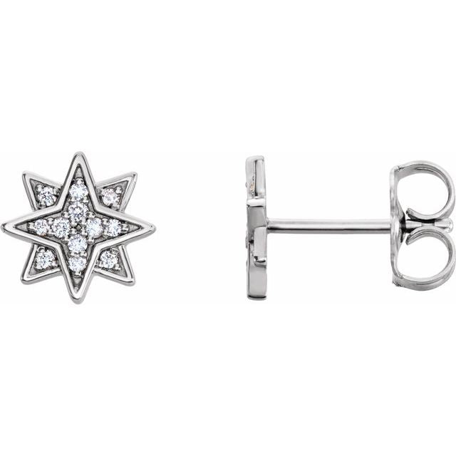 Starburst Diamond Stud Earrings in 14K Gold