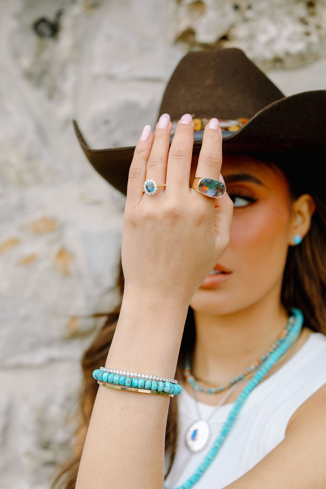 8mm Turquoise Roundel Beaded Stretch Bracelet