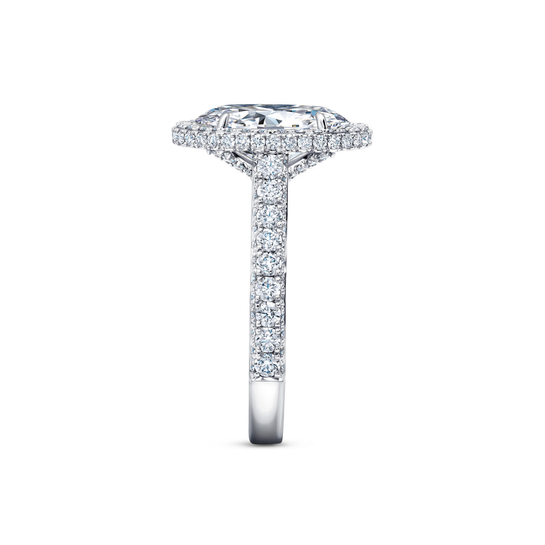 3.00ct Oval Brilliant Diamond Top & Side Halo Platinum Ring