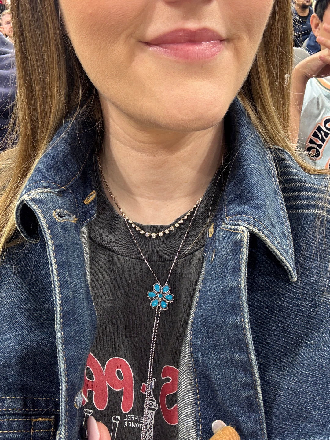 Sterling Silver Arizona Turquoise Flower Bolo Tie