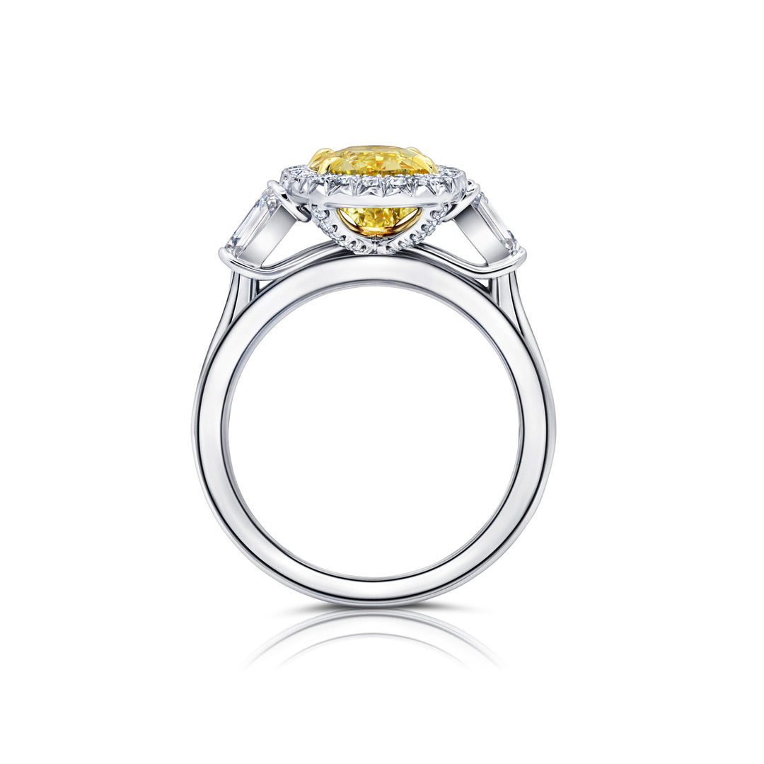 Oval Fancy Yellow Diamond Three-Stone Ring