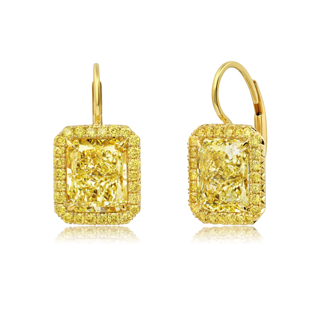 6.04ctw Radiant Yellow Diamond Drop Earrings