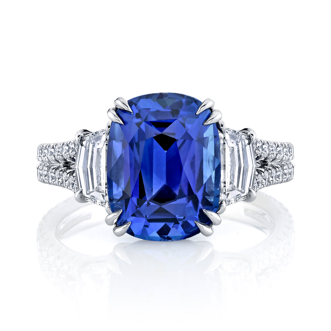 Cushion Sapphire & Diamond Ring