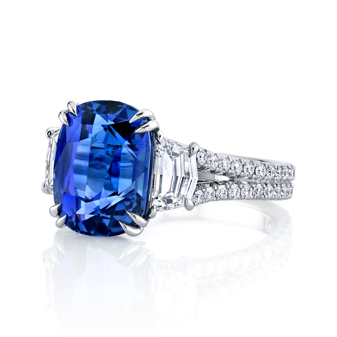 Cushion Sapphire & Diamond Ring