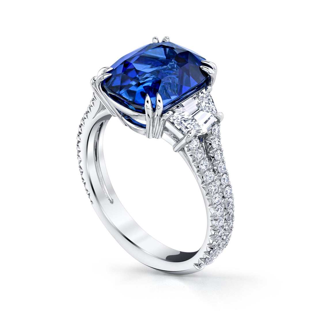 Cushion Sapphire & Diamond Ring