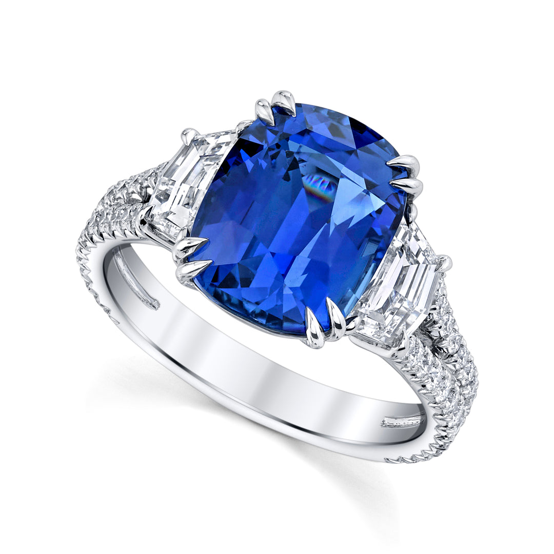 Cushion Sapphire & Diamond Ring