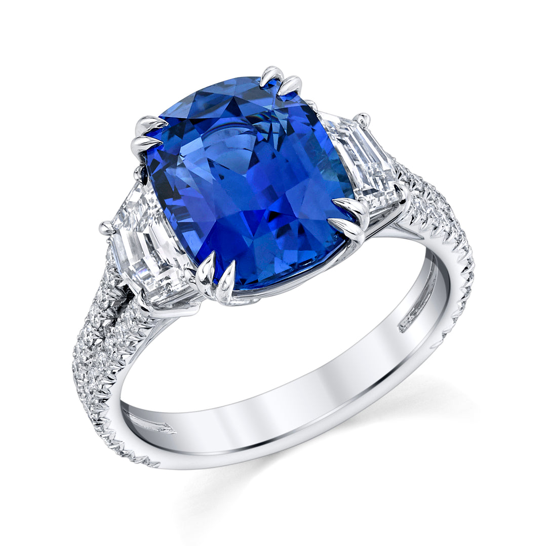 Cushion Sapphire & Diamond Ring