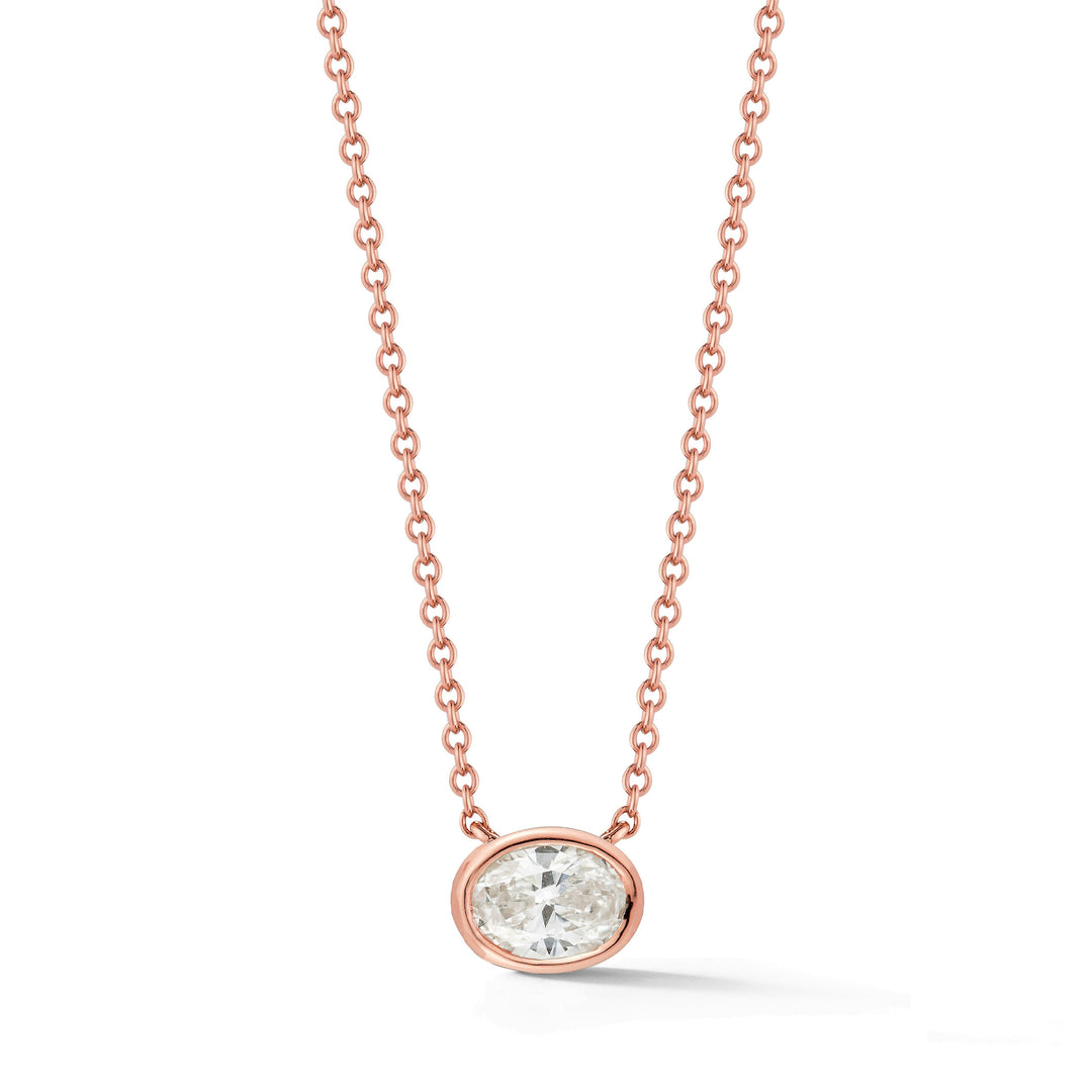 0.69ct Oval Bezel East West Pendant in 18K Rose Gold